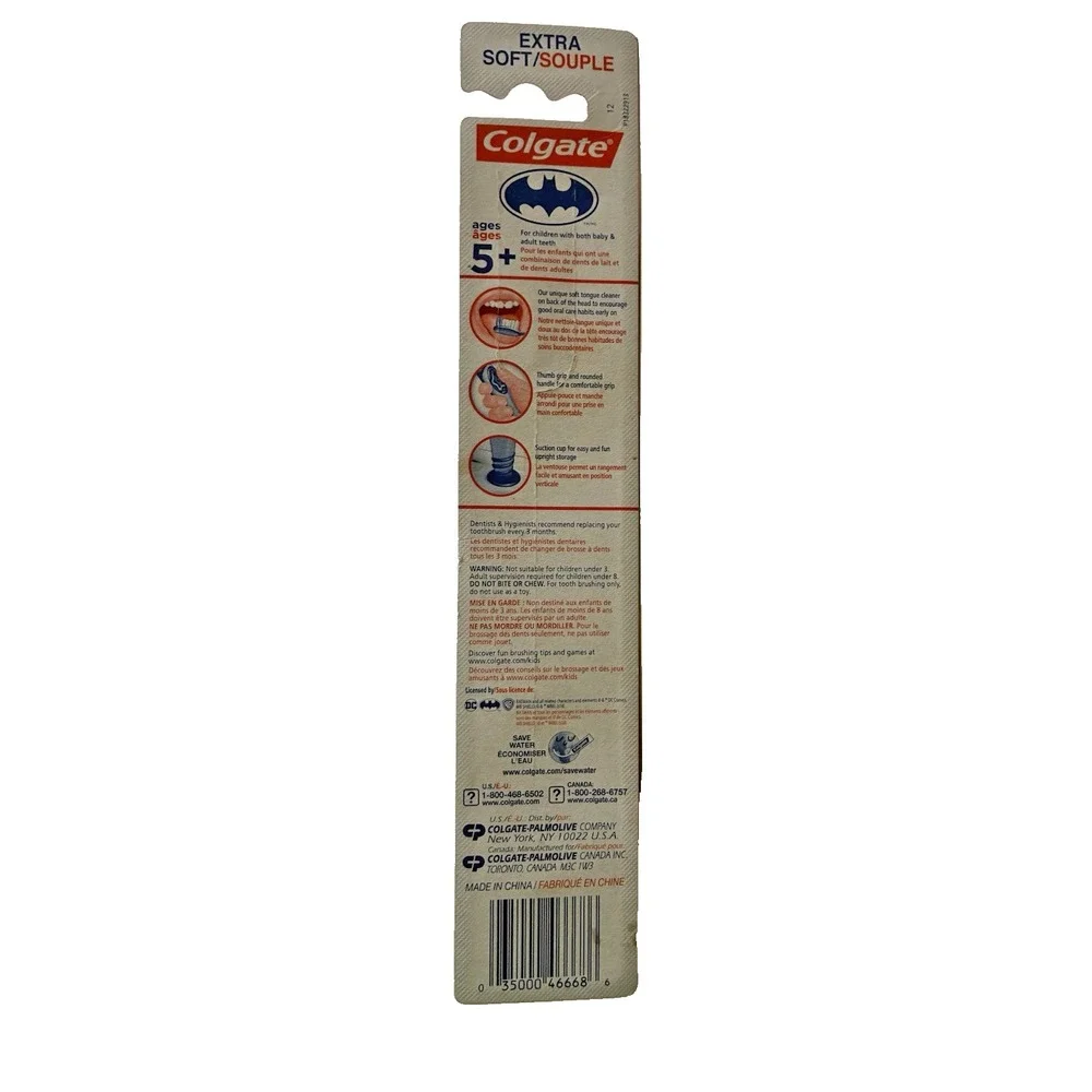 Colgate Batman Toothbrush Extra Soft With Suction Bottom - NEW